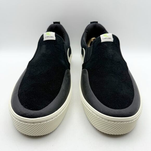 Cariuma Mens Slip On Pro Low Sneakers US 12.5 M EU 46 Black Ivory Suede NIB - Picture 6 of 12